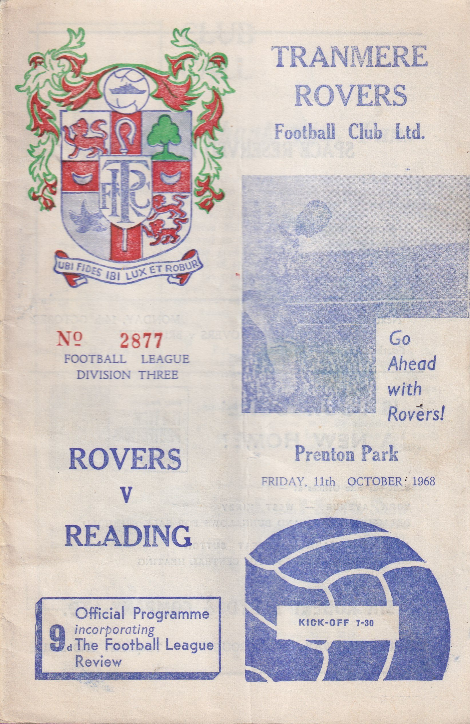Tranmere Rovers v Reading programme